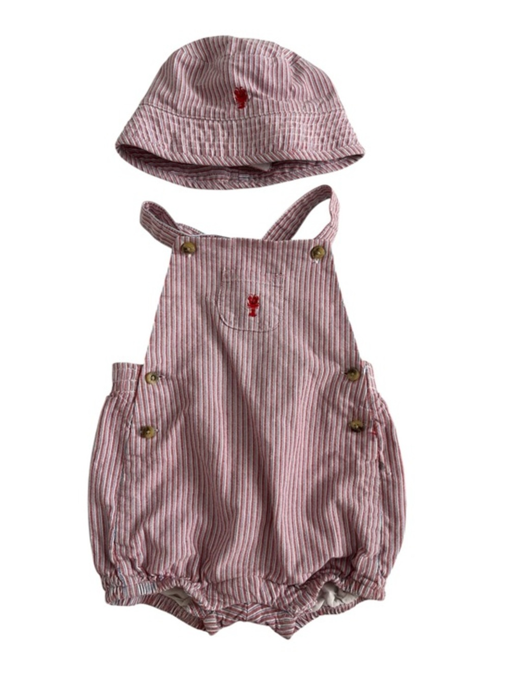 Janie and Jack Red & Blue Striped Baby Romper Set